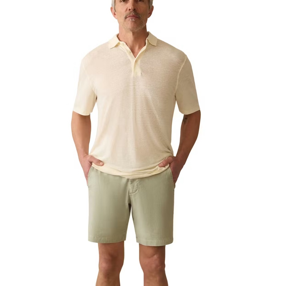 NWT Faherty Men’s Linen Polo | Size L, Whitecap Color